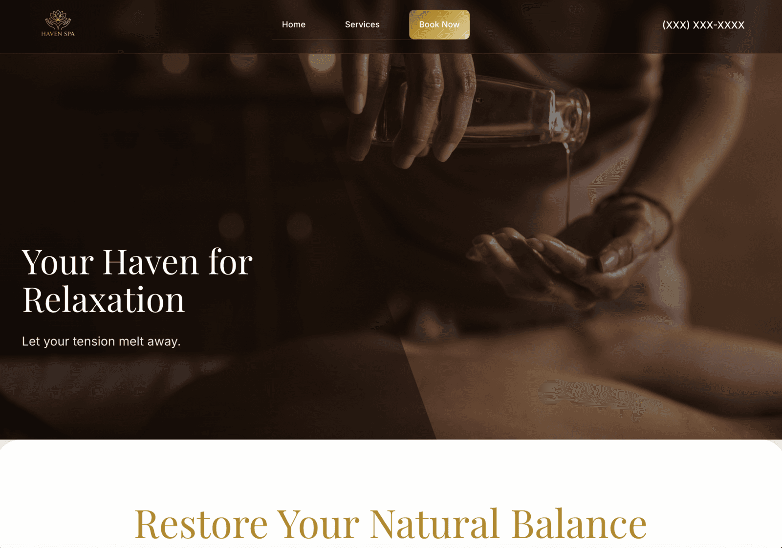 Haven Spa HB — Massage therapy site with online booking