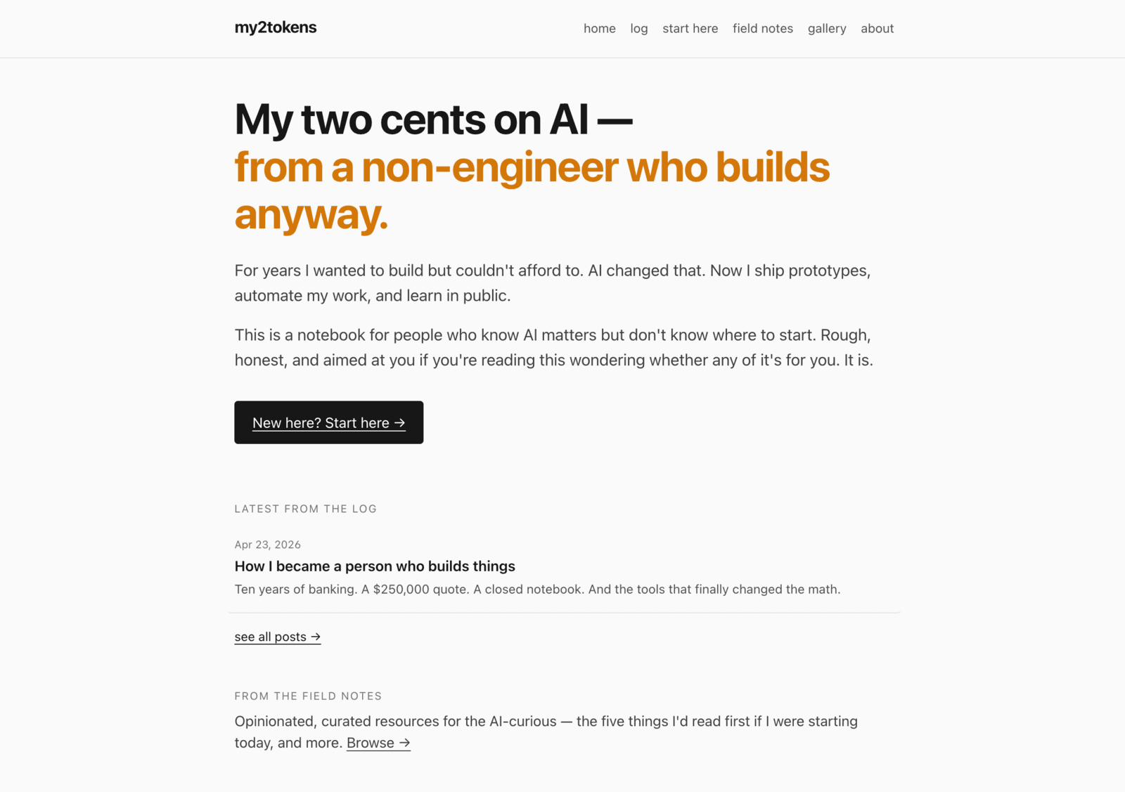 My2Tokens — A notebook for people who know AI matters but don't know where to start